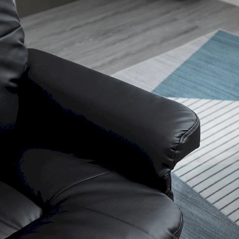 HOMCOM Fauteuil inclinable et ottoman avec base enveloppée, fauteuil inclinable pivotant en cuir PU avec repose-pieds pour le salon