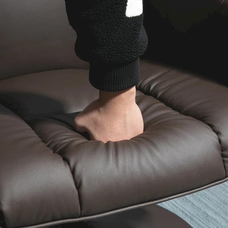 HOMCOM Fauteuil inclinable et ottoman avec base enveloppée, fauteuil inclinable pivotant en cuir PU avec repose-pieds pour le salon