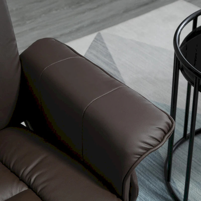 HOMCOM Fauteuil inclinable et ottoman avec base enveloppée, fauteuil inclinable pivotant en cuir PU avec repose-pieds pour le salon
