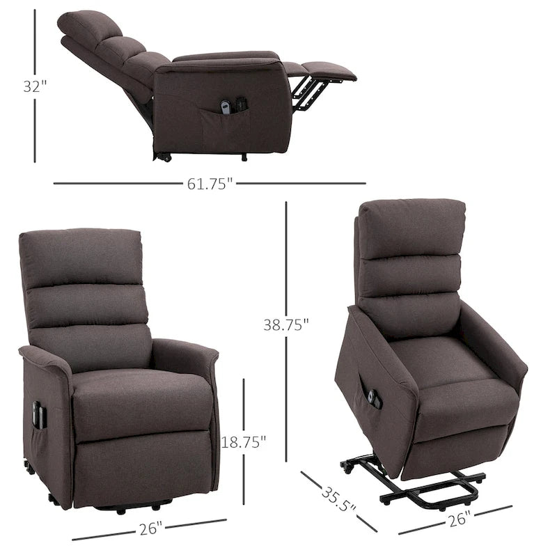 Fauteuil inclinable électrique HOMCOM avec fonction de massage par vibration et télécommande, pour personnes âgées, mobilier de salon ou de bureau