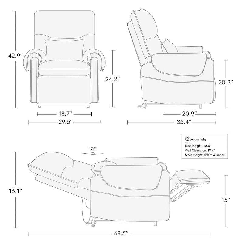 Fauteuil inclinable releveur Chloe avec chaleur et massage pour personnes âgées