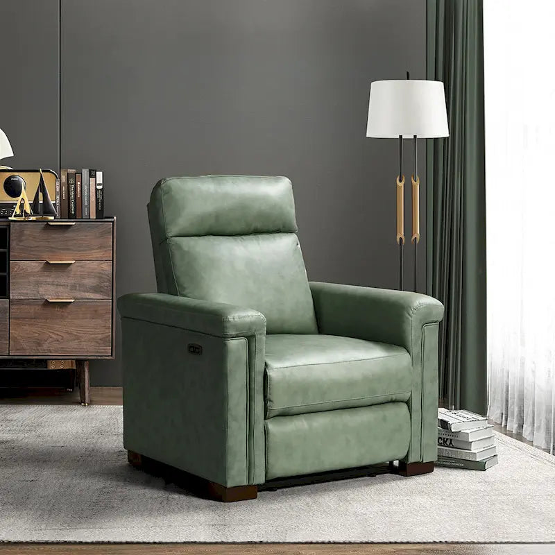 Alicia 34.65 Large Fauteuil inclinable électrique contemporain classique en cuir véritable avec port USB