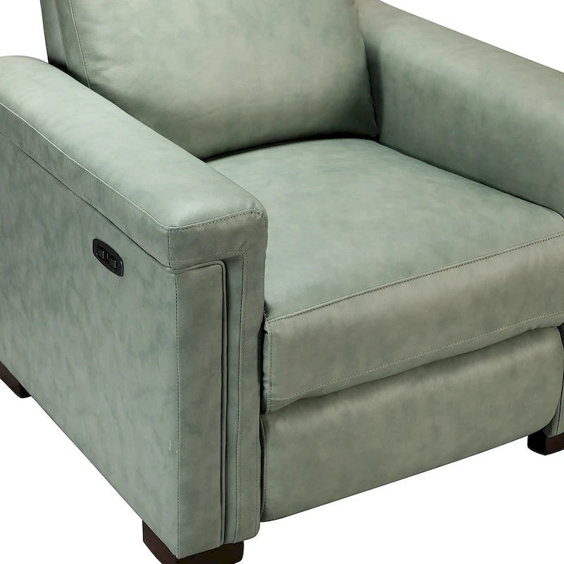 Alicia 34.65 Large Fauteuil inclinable électrique contemporain classique en cuir véritable avec port USB