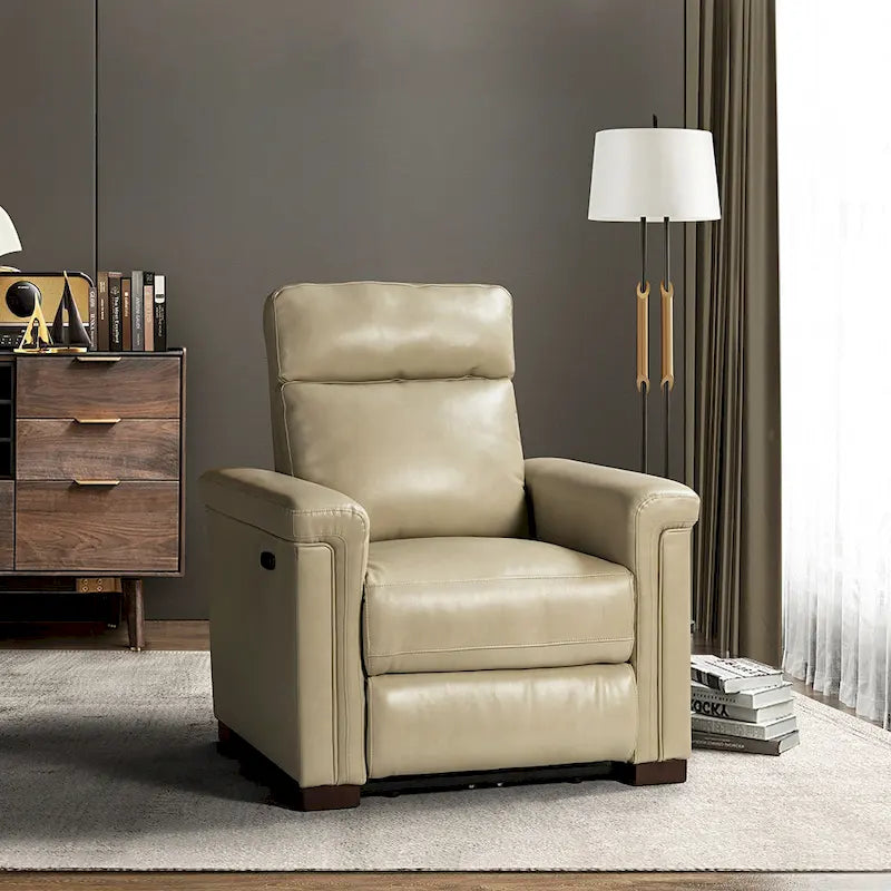 Alicia 34.65 Large Fauteuil inclinable électrique contemporain classique en cuir véritable avec port USB