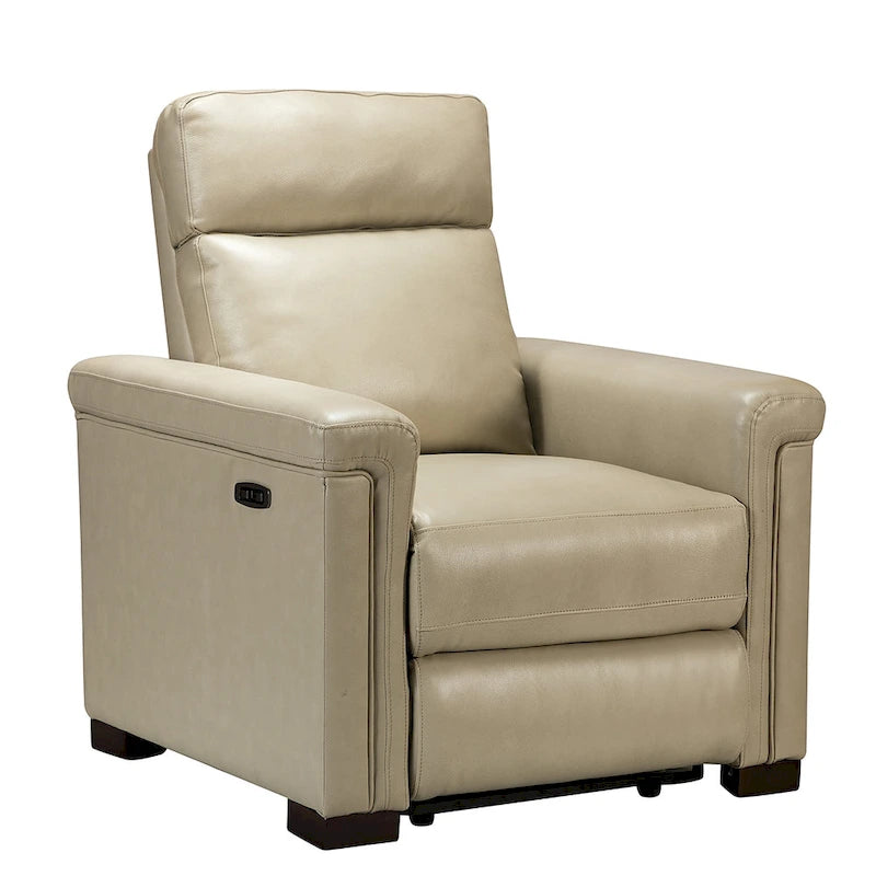 Alicia 34.65 Large Fauteuil inclinable électrique contemporain classique en cuir véritable avec port USB