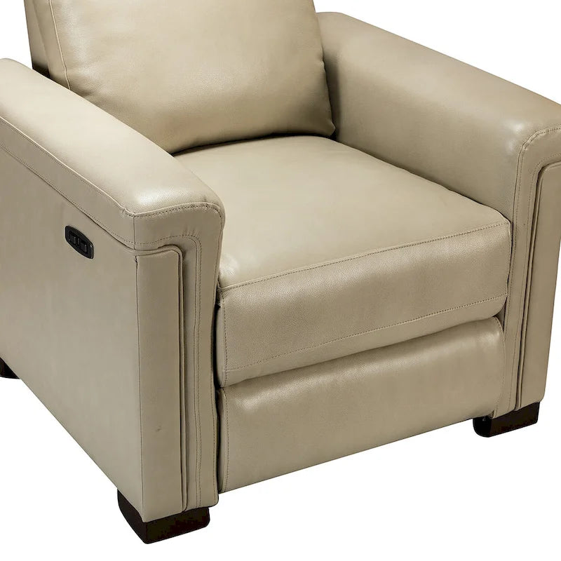 Alicia 34.65 Large Fauteuil inclinable électrique contemporain classique en cuir véritable avec port USB