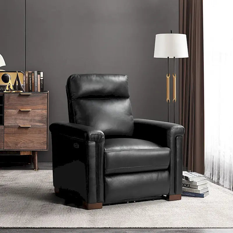 Alicia 34.65 Large Fauteuil inclinable électrique contemporain classique en cuir véritable avec port USB