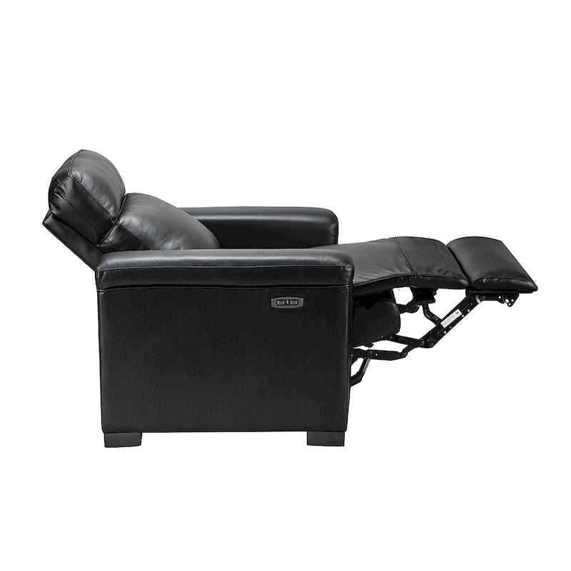 Alicia 34.65 Large Fauteuil inclinable électrique contemporain classique en cuir véritable avec port USB