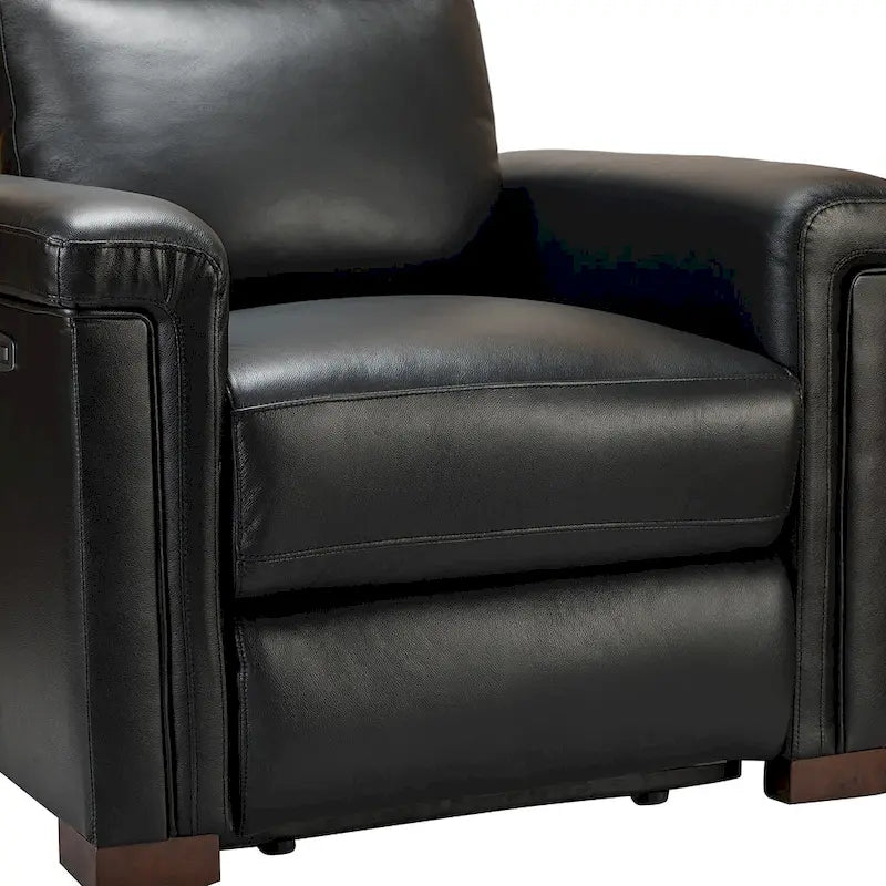 Alicia 34.65 Large Fauteuil inclinable électrique contemporain classique en cuir véritable avec port USB