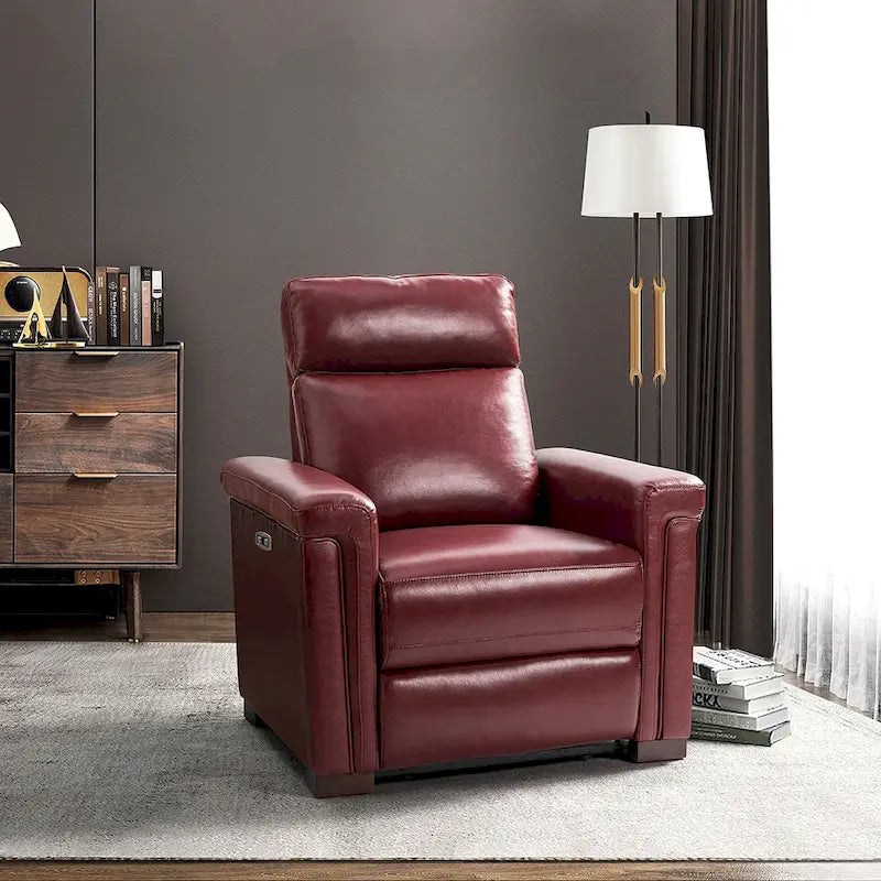 Alicia 34.65 Large Fauteuil inclinable électrique contemporain classique en cuir véritable avec port USB