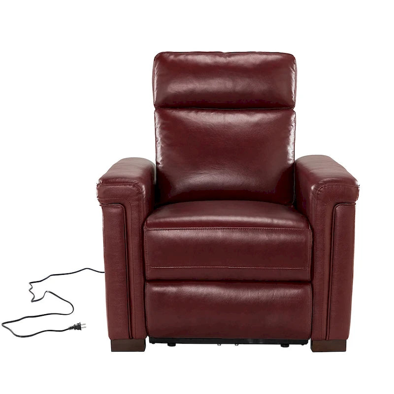Alicia 34.65 Large Fauteuil inclinable électrique contemporain classique en cuir véritable avec port USB