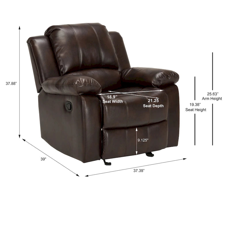 Fauteuil inclinable Charleston Leather Gel Glider Rocker de Greyson Living