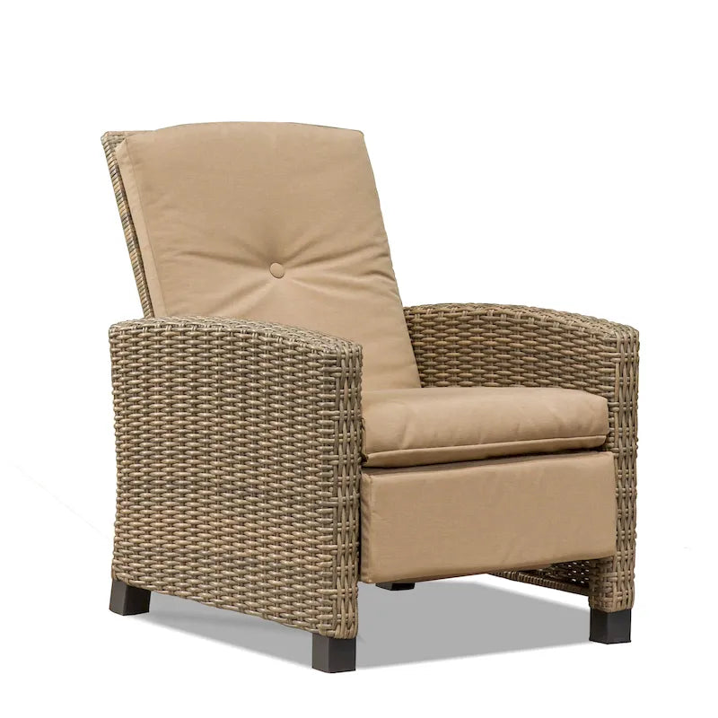 Fauteuil inclinable en osier tressé toutes saisons CUSchoice avec coussin