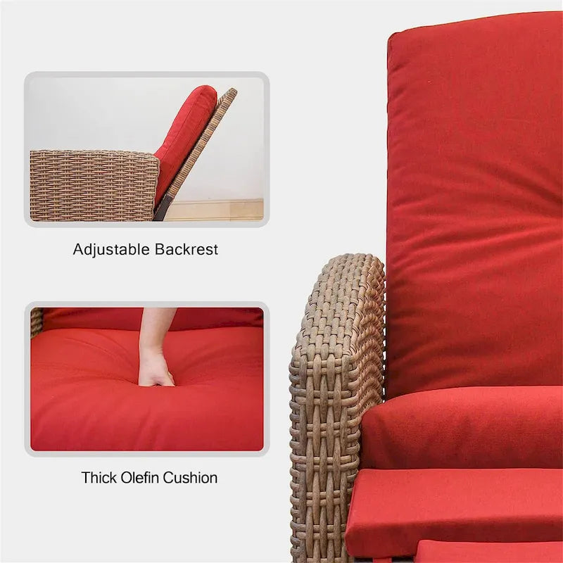 Fauteuil inclinable en osier tressé toutes saisons CUSchoice avec coussin