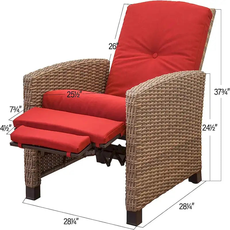 Fauteuil inclinable en osier tressé toutes saisons CUSchoice avec coussin