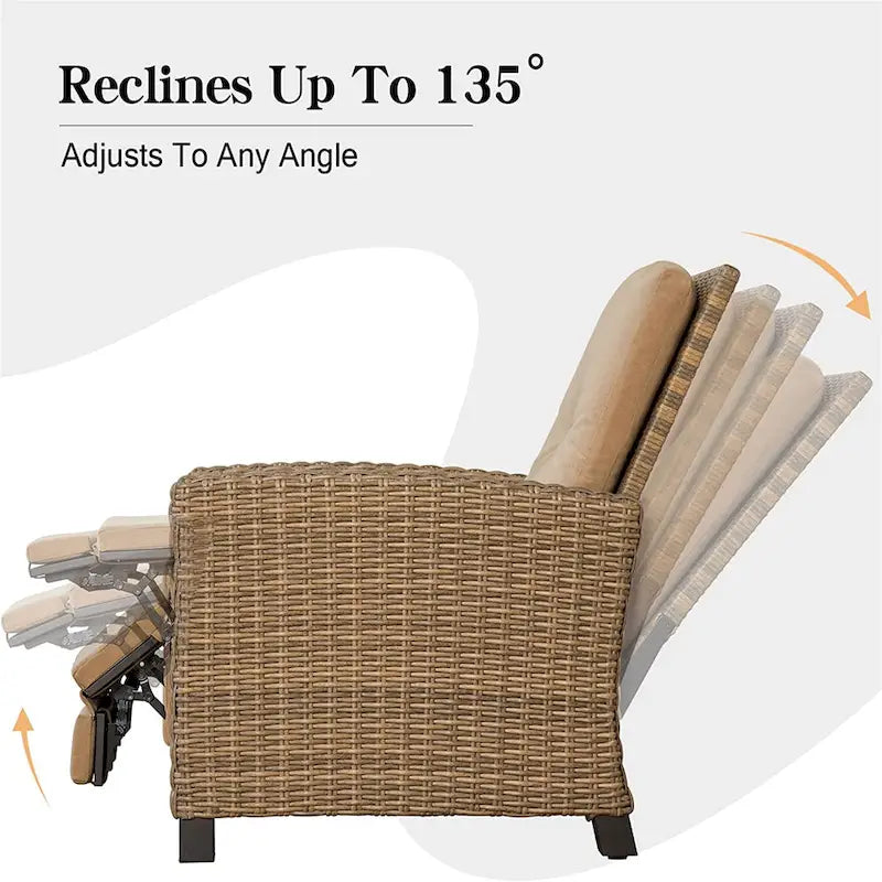 Fauteuil inclinable en osier tressé toutes saisons CUSchoice avec coussin