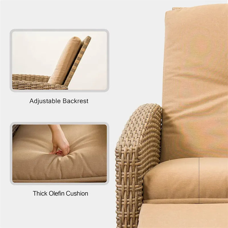 Fauteuil inclinable en osier tressé toutes saisons CUSchoice avec coussin