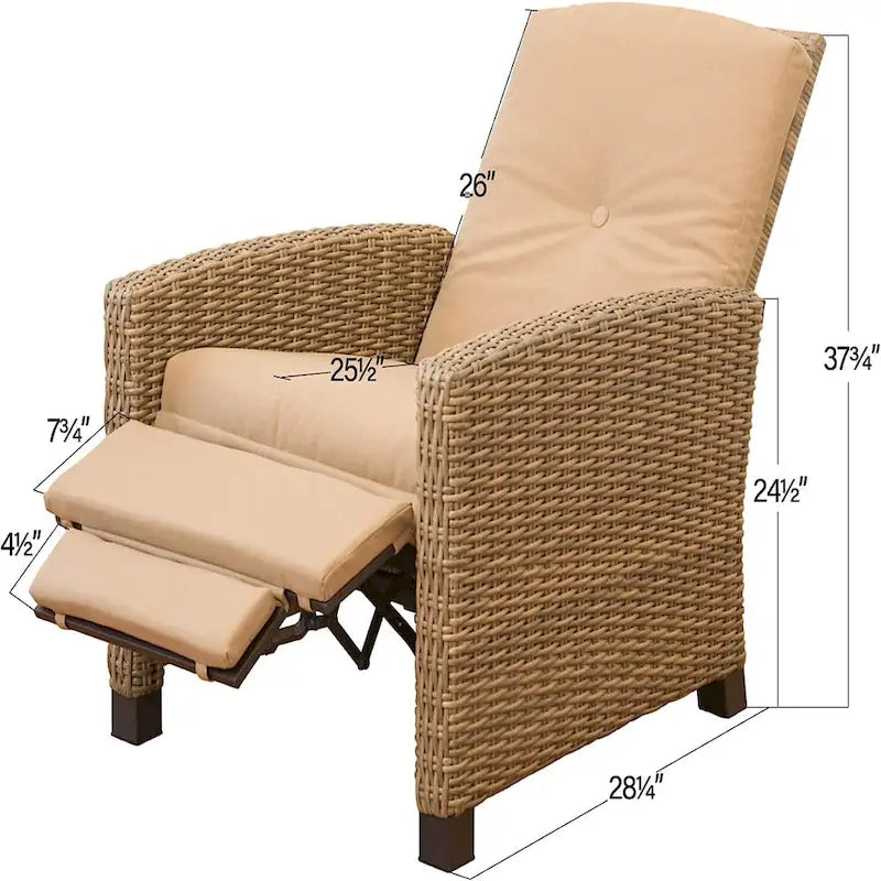 Fauteuil inclinable en osier tressé toutes saisons CUSchoice avec coussin