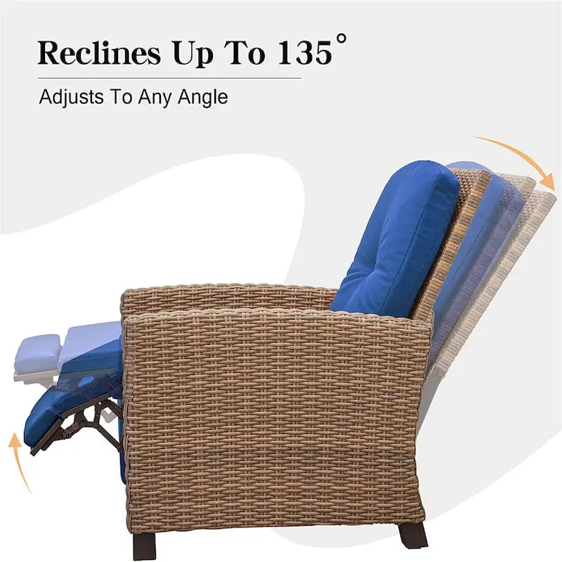 Fauteuil inclinable en osier tressé toutes saisons CUSchoice avec coussin