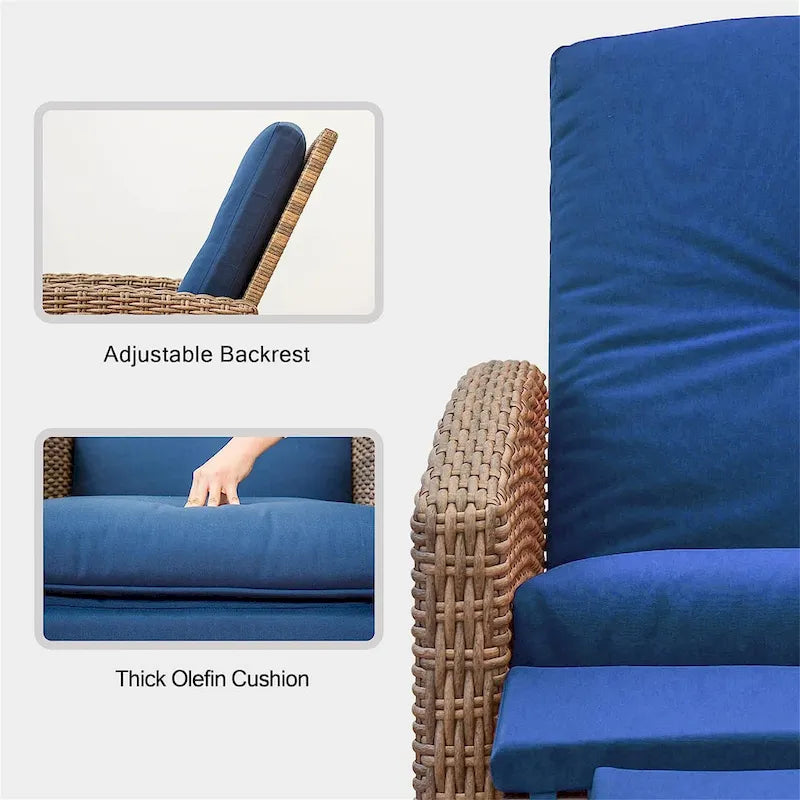 Fauteuil inclinable en osier tressé toutes saisons CUSchoice avec coussin