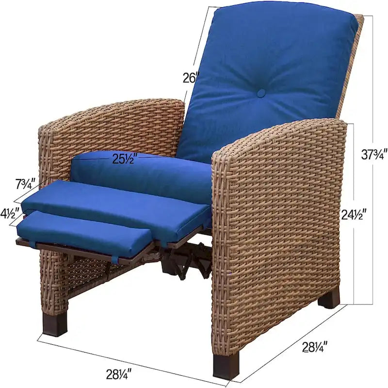 Fauteuil inclinable en osier tressé toutes saisons CUSchoice avec coussin