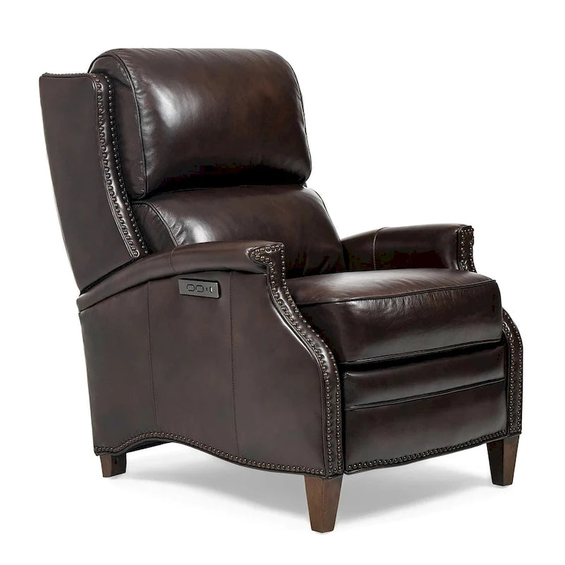 Fauteuil inclinable électrique en cuir véritable Hekkin avec appui-tête réglable et port USB, très confortable pour le salon
