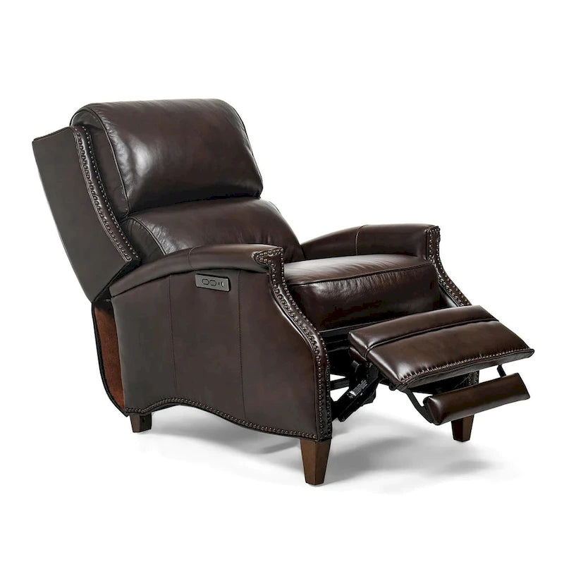 Fauteuil inclinable électrique en cuir véritable Hekkin avec appui-tête réglable et port USB, très confortable pour le salon
