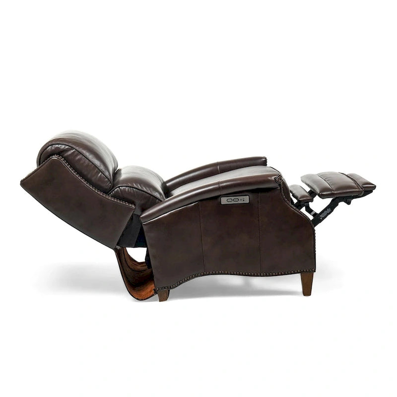 Fauteuil inclinable électrique en cuir véritable Hekkin avec appui-tête réglable et port USB, très confortable pour le salon