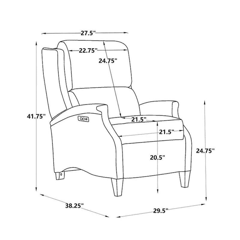 Fauteuil inclinable électrique en cuir véritable Hekkin avec appui-tête réglable et port USB, très confortable pour le salon