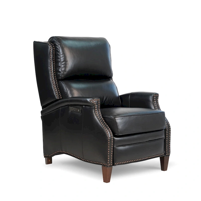 Fauteuil inclinable électrique en cuir véritable Hekkin avec appui-tête réglable et port USB, très confortable pour le salon