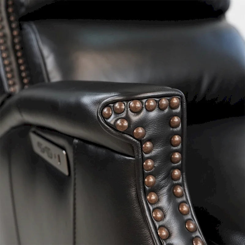 Fauteuil inclinable électrique en cuir véritable Hekkin avec appui-tête réglable et port USB, très confortable pour le salon