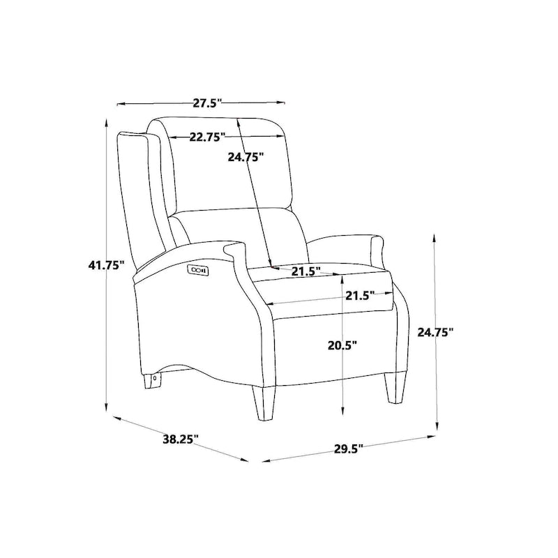 Fauteuil inclinable électrique en cuir véritable Hekkin avec appui-tête réglable et port USB, très confortable pour le salon