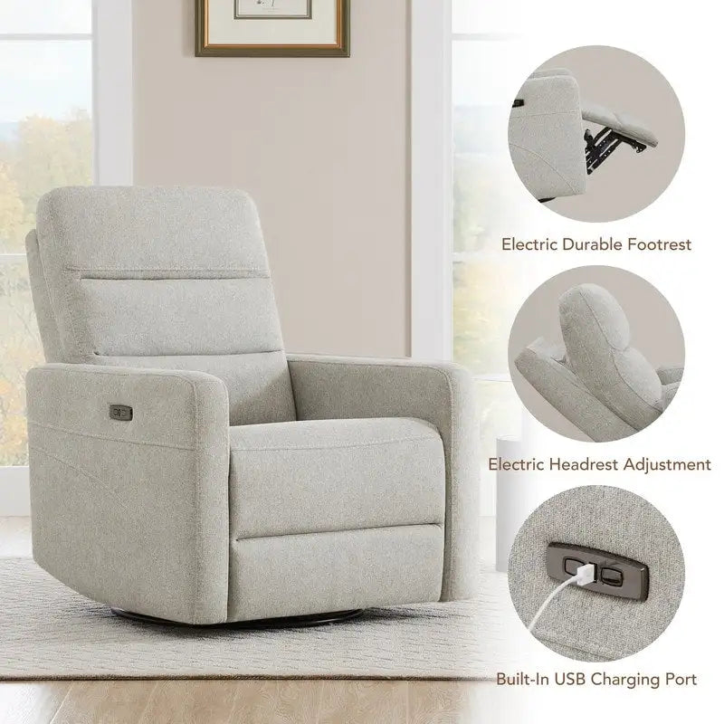 Fauteuil inclinable pivotant Jason Power avec ports de chargement USB pour appui-tête