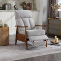 Fauteuil inclinable de salon HOMEFUN avec cadre en bois, rembourré en lin/cuir/microdaim