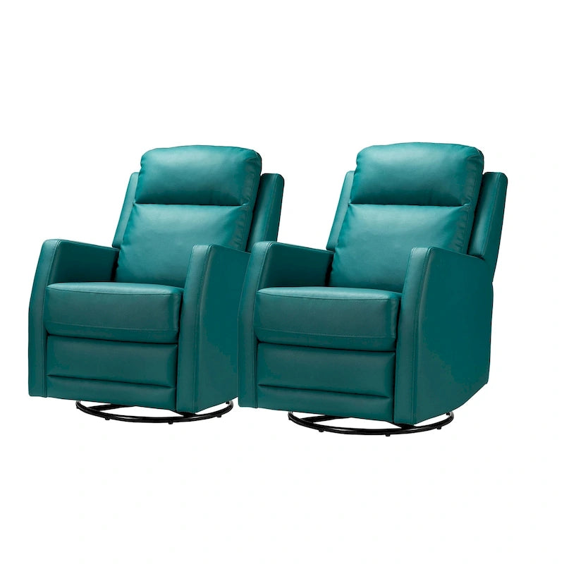 Fauteuil inclinable pivotant et basculant manuel en similicuir moderne Esteban avec oreilles, ensemble de 2