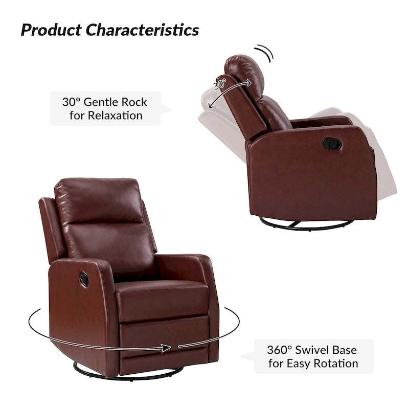 Fauteuil inclinable pivotant et basculant manuel en similicuir moderne Esteban avec oreilles, ensemble de 2