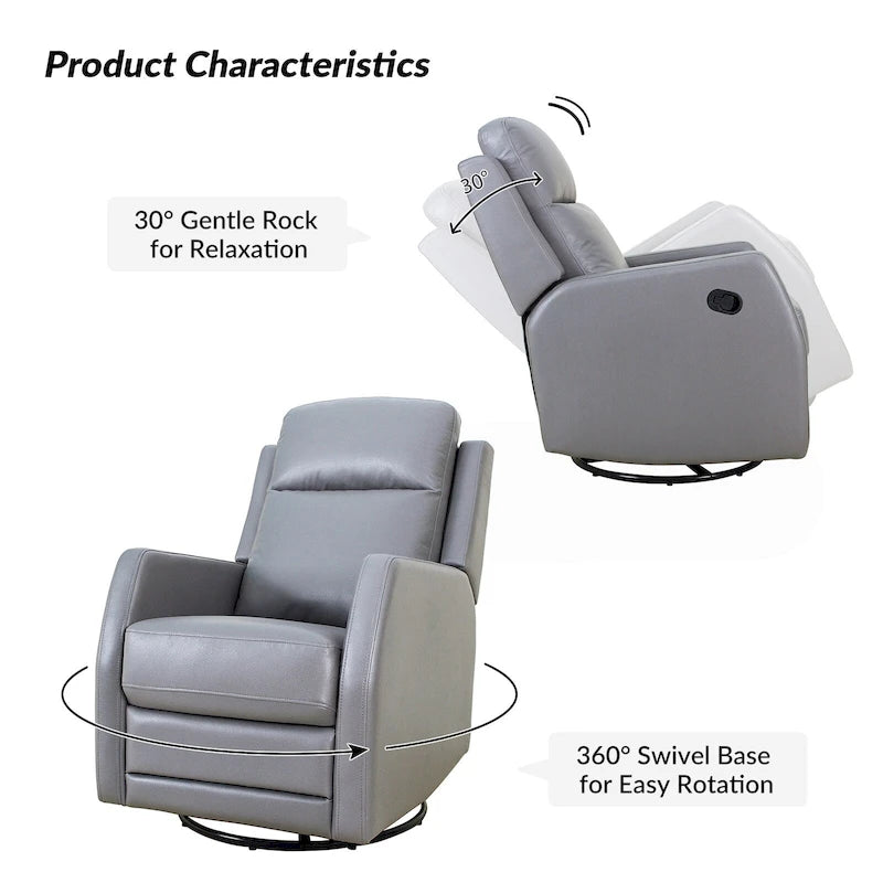 Fauteuil inclinable pivotant et basculant manuel en similicuir moderne Esteban avec oreilles, ensemble de 2