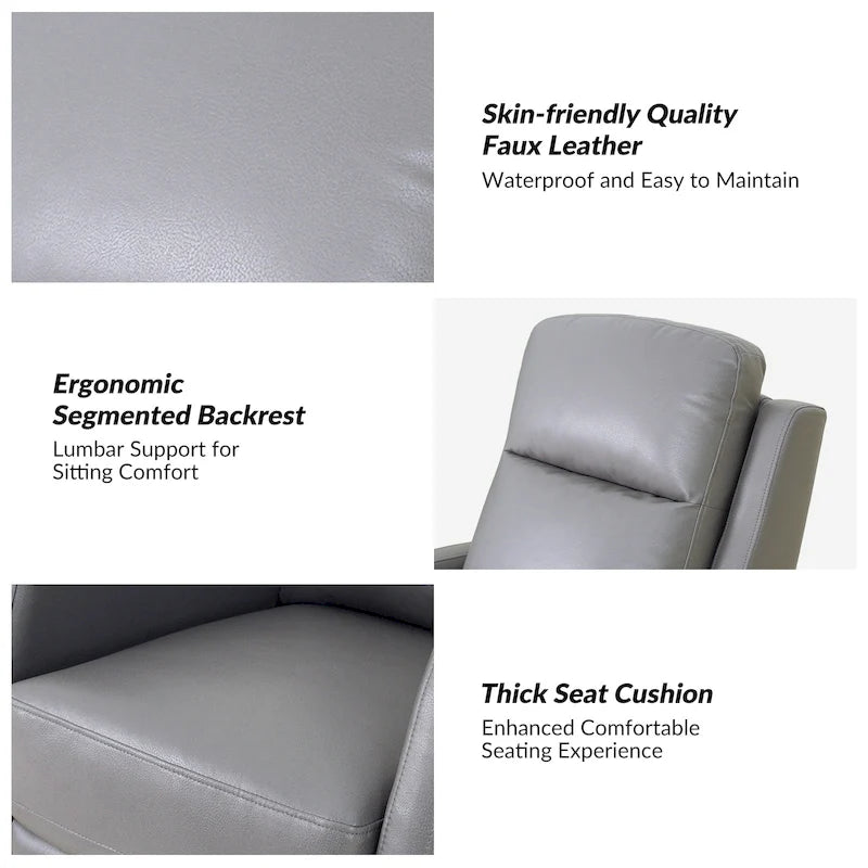 Fauteuil inclinable pivotant et basculant manuel en similicuir moderne Esteban avec oreilles, ensemble de 2