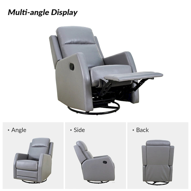 Fauteuil inclinable pivotant et basculant manuel en similicuir moderne Esteban avec oreilles, ensemble de 2