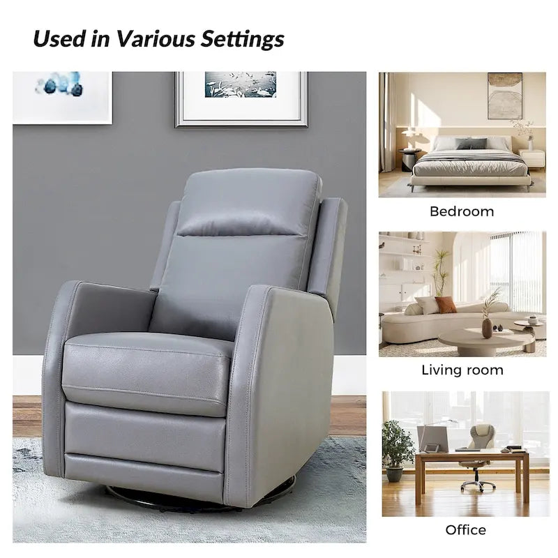 Fauteuil inclinable pivotant et basculant manuel en similicuir moderne Esteban avec oreilles, ensemble de 2