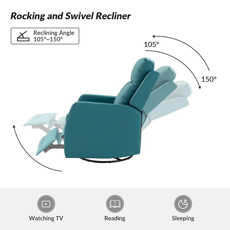 Fauteuil inclinable pivotant et basculant manuel en similicuir moderne Esteban avec oreilles, ensemble de 2
