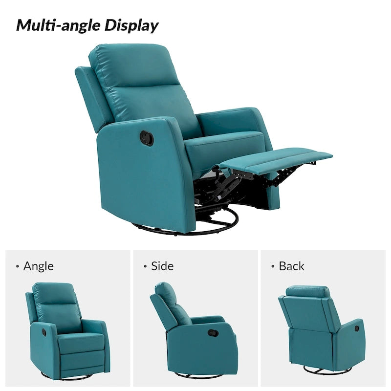 Fauteuil inclinable pivotant et basculant manuel en similicuir moderne Esteban avec oreilles, ensemble de 2