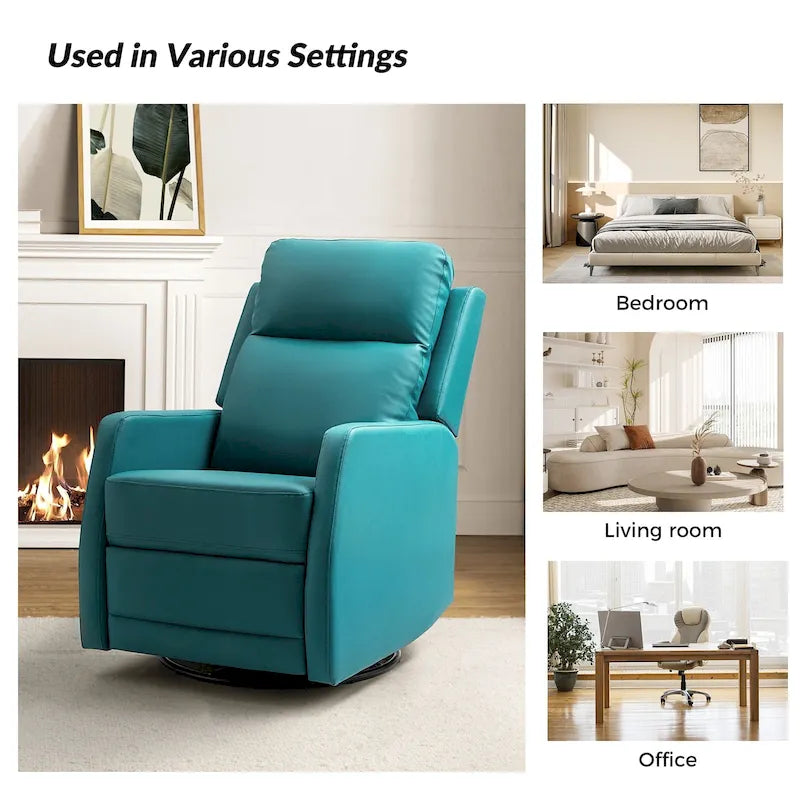 Fauteuil inclinable pivotant et basculant manuel en similicuir moderne Esteban avec oreilles, ensemble de 2