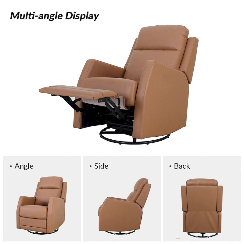Fauteuil inclinable pivotant et basculant manuel en similicuir moderne Esteban avec oreilles, ensemble de 2
