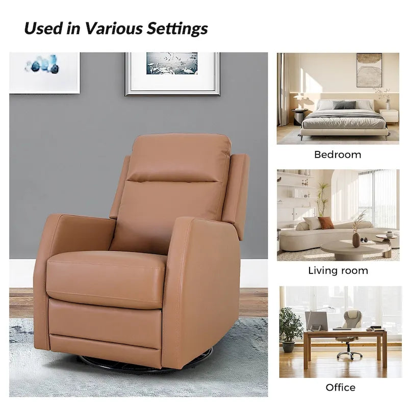 Fauteuil inclinable pivotant et basculant manuel en similicuir moderne Esteban avec oreilles, ensemble de 2