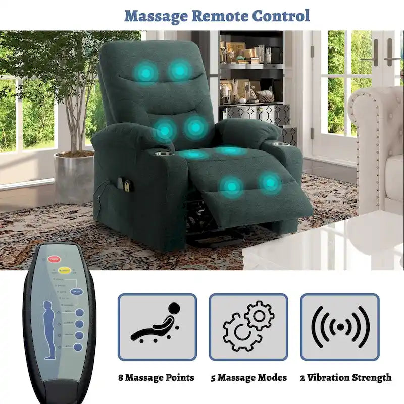 Fauteuil inclinable de massage électrique rembourré Clihome avec porte-gobelet