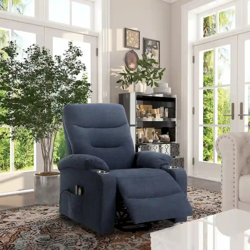 Fauteuil inclinable de massage électrique rembourré Clihome avec porte-gobelet