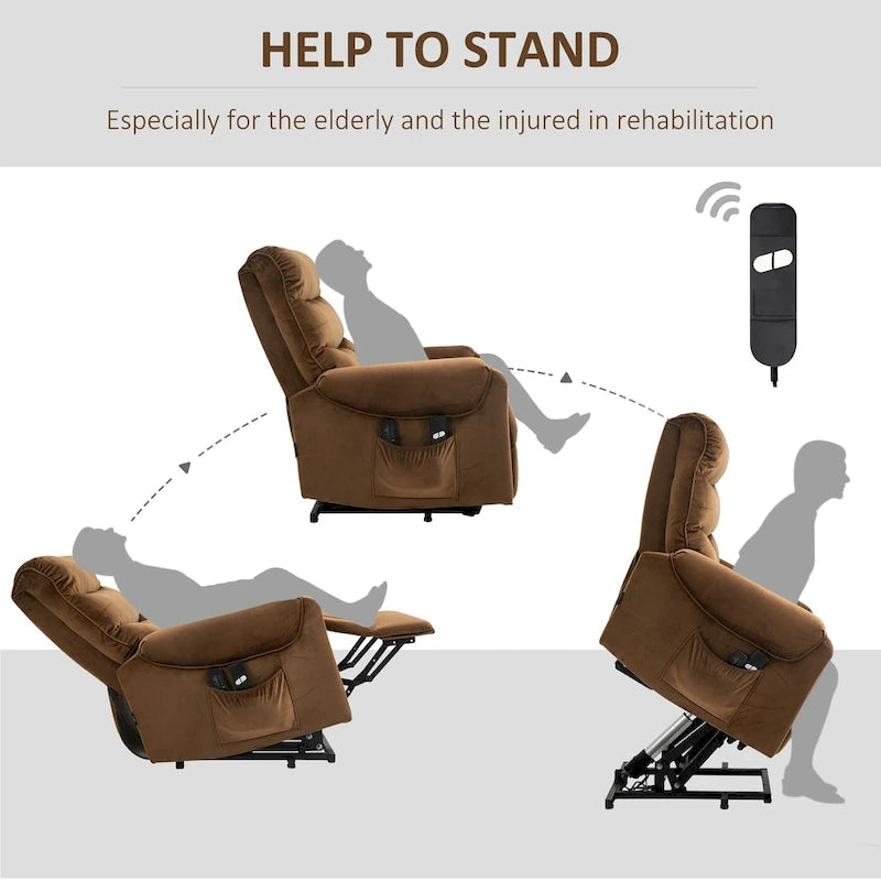 Fauteuil inclinable électrique HOMCOM avec fonction de levage, fauteuil de massage vibrant rembourré avec télécommande