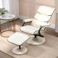Fauteuil inclinable HOMCOM avec pouf, Fauteuil à dossier haut pivotant en cuir PU avec repose-pieds, Dossier réglable à 135°