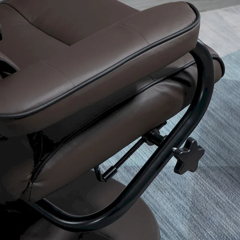 Fauteuil inclinable HOMCOM avec pouf, Fauteuil à dossier haut pivotant en cuir PU avec repose-pieds, Dossier réglable à 135°